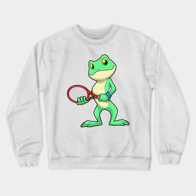 Frog at Tennis with Tennis racket Crewneck Sweatshirt by Markus Schnabel